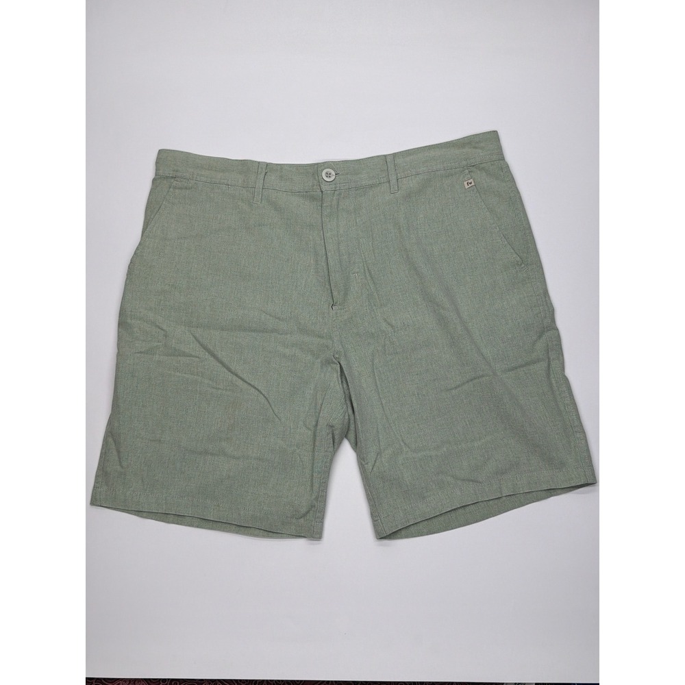 Free World Mens Chino Shorts Size 34 Sage Green Heathered‎ Flat Front Casual